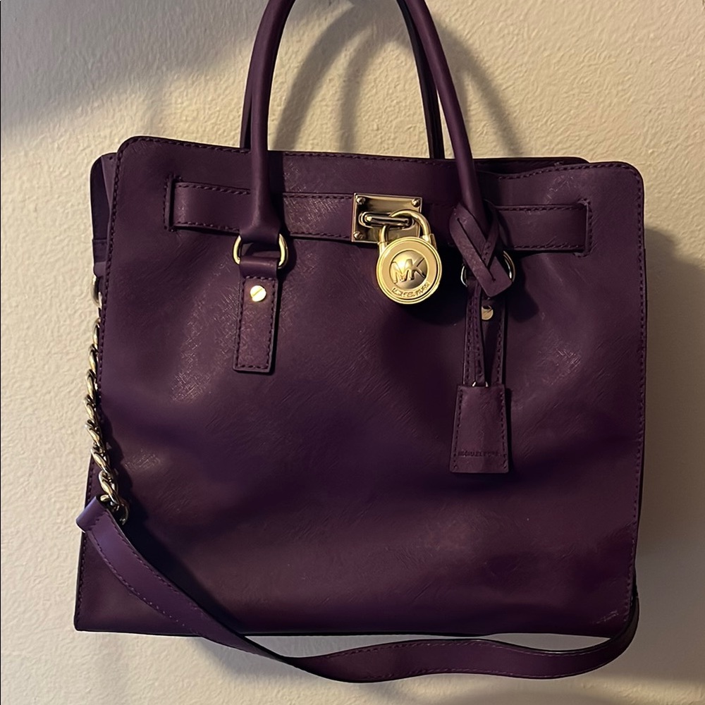 Michael Kors Purple Leather Tote Bag